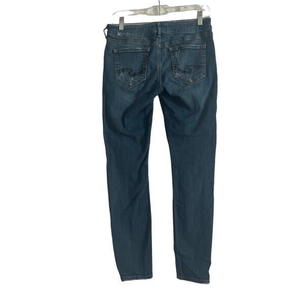 Silver Jeans Co. Woman’s Suki Skinny Low Rise Dark Wash Distressed Jeans-Size 28 - Picture 2 of 9